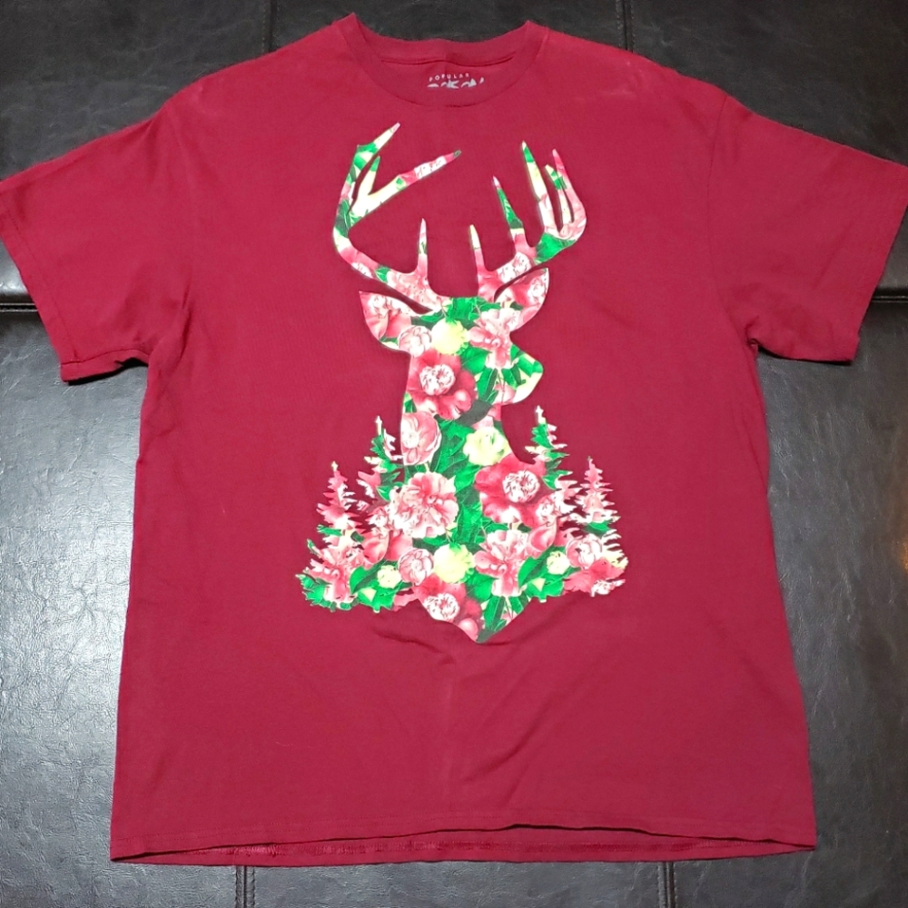 Men's Floral Deer Buck T-Shirt